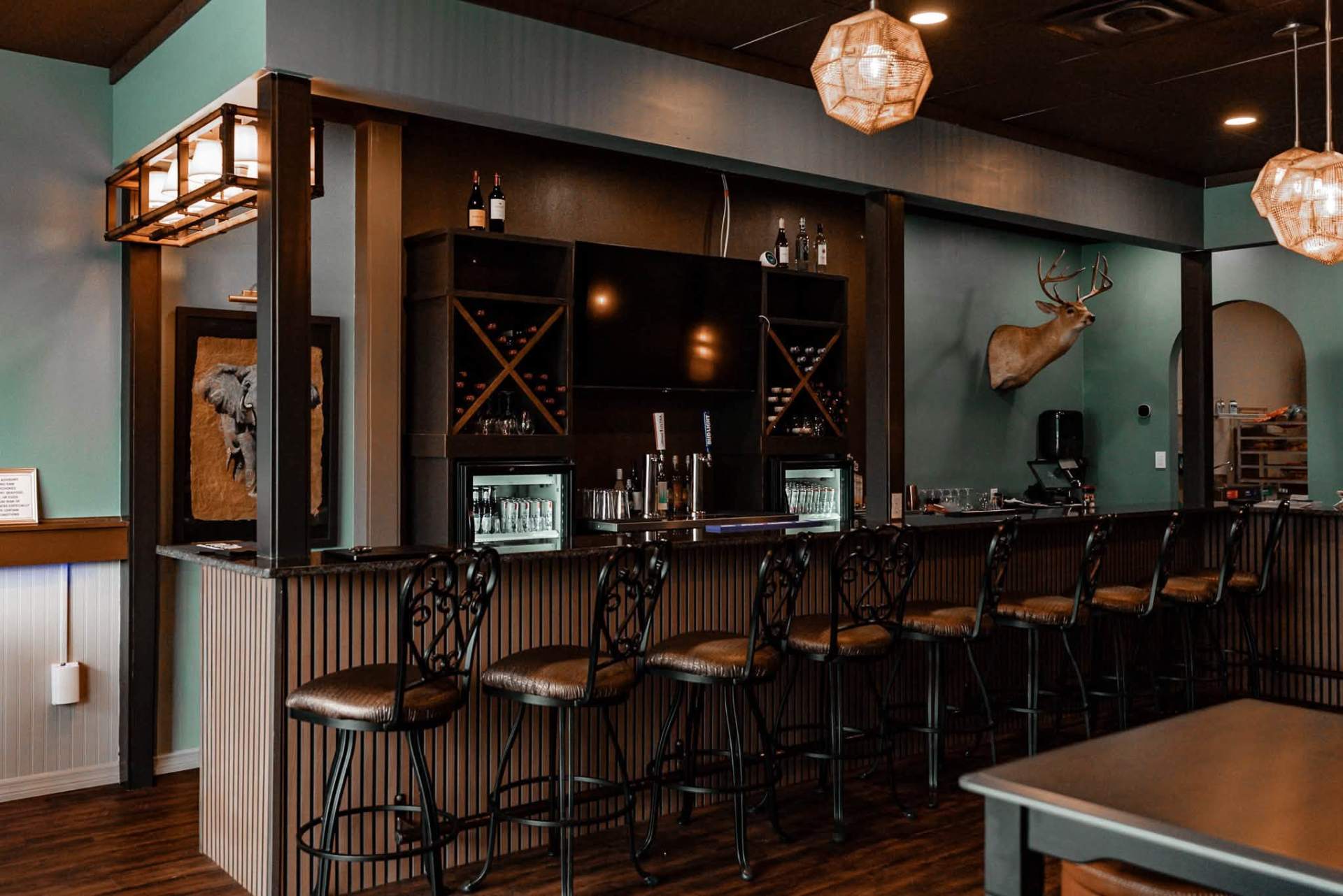 Bar with wine cases